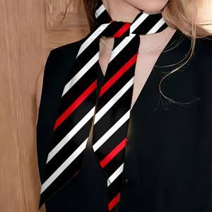 우아한 대각선 스퀘어 스카프 - 레드 블랙 화이트, 사계절용, 활용도 높은 헤드스카프, 넥 랩 & 가방 액세서리, 손세탁 가능, 캐주얼 정장 여행 해변 의상용, 사계절 패션 필수품