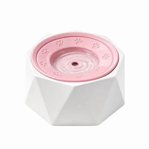 이중 색상 디자인 고양이와 강아지용 질식 방지 슬로우 피더 그릇, 새로운 다각형 떠다니는 물그릇, 넘어짐 방지 반려동물 슬로우 피더 그릇, 분리형 및 간편한 세척, 삼키는 것을 방지하는 소형, 중형, 대형견과 고양이용 플라스틱 물그릇