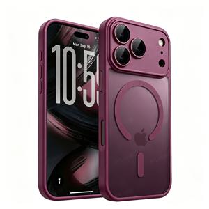 휴대폰 케이스 - 아이폰 18 17 16 15 14 Pro Max 18Pro 무선 충전 지문 방지 충격 방지 아머 카메라 렌즈 보호 백 커버용 새로운 럭셔리 무광 반투명 마그네틱 휴대폰 케이스