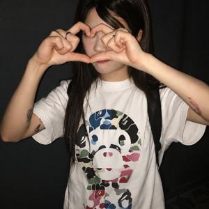 여성용 카모 에이프 그래픽 프린트 크루넥 반팔 티셔츠 여름 캐주얼 데일리웨어