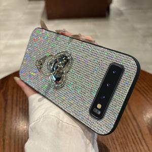 휴대폰 케이스 - 삼성 갤럭시 S10 4G 5G S10 플러스 S10 라이트용 솔리드 컬러의 매력적인 글리터 스탠드 케이스, 하트 모양 스탠드 및 부드러운 TPU 디자인 특징
