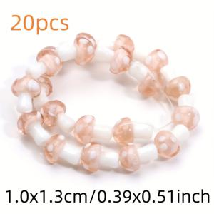 10X13mm 혼합 색상 버섯 램프워크 유리 비즈 20개, 주얼리 제작 목걸이 키체인 팔찌 추가 재료