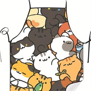 네코 아츠메 앞치마 요리사 남녀 프린트 2D 프린트 디자인