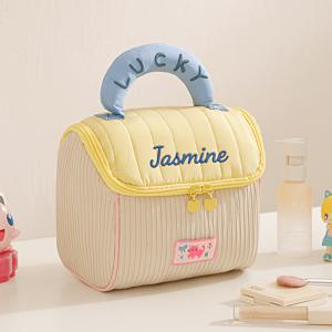 개인 맞춤 자수 이름/텍스트 메이크업 가방 - 대용량 화장품 정리함, 행운의 손잡이 - 생일/발렌타인데이 선물, 여성, 남성, 여행, 학교, 일상 사용에 적합 - 우아한 맞춤 선물, 메이크업 액세서리