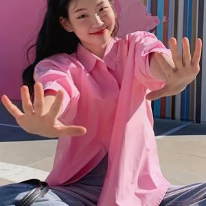 봄가을 신상 한국 스타일 여성용 캐주얼 카라 긴팔 셔츠 - 여성용 루즈핏 핏감 있는 셔츠