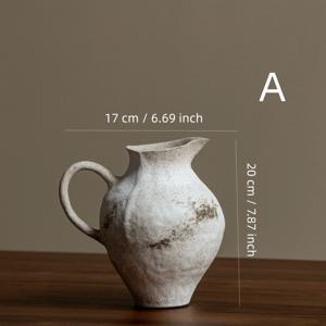 스타일 수제 스톤웨어 꽃병 1개, 스타일리스트/B&B 오너를 위한 홈 데코 빈티지 소프트 가구, 디스트레스드 예술적인 꽃병, 이케바나 장식품, 니치 미학 스타일, 일상/휴일 거실 및 B&B 장식용, 집들이 및 생일 선물용으로 완벽