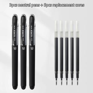 WQN 캡 오프 3개입, 1.0mm 굵은 팁, 휴대용 펜 클립 포함, 리필 5개, 부드럽고 연속적인 필기감, 오래 지속되고 내구성, 신학기