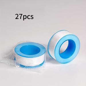 27롤 흰색 PTFE 배관 테이프 - 테프론 나사 밀봉 테이프, 샤워 헤드 및 수도꼭지용 방수 파이프 밀봉 테이프