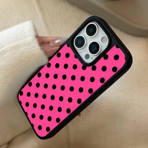 폰 케이스: 파운데이션 블랙 폴카 도트 클래식 패턴 케이스, 아이폰 17 Pro Max, 아이폰 16 Pro/15/14/13 Pro/12/11 호환. 스타일리시하고 창의적인 고급스러운 유리 보호 커버, 휴일 선물, 다양한 상황에 적합
