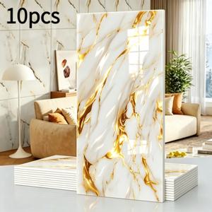 10개 대리석 패턴 자가 점착 타일, 3D 벽 장식 패널 (60X30 Cm), 간편한 청소, 벽 부착 자가 점착, 욕실 및 주방에 적합