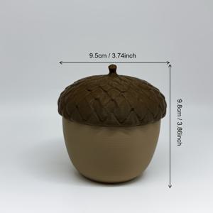 숲 스타일 호두 모양 데스크탑 수납 용기, 레트로 소나무 열매 패턴 뚜껑 포함 작은 볼, 핀, 단추, 사탕, 귀걸이, 머리끈 및 작은 물건을 위한 작은 정리함, 콤팩트하고 공간 절약적, 가정, 사무실, 기숙사에 적합