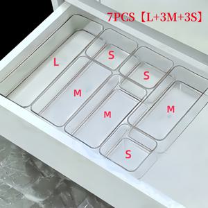 7개 투명 아크릴 화장품 보관 상자, 내장 파티션 데스크탑 서랍 정리함, 탁상 사무용 문구 보관, 화장품, 문구류 보관, 가정용 보관 및 정리