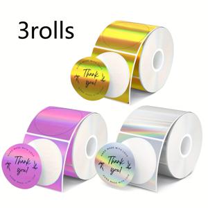 감열 라운드 라벨, 50X50mm 글리터 원형 스티커 라벨, 인쇄 가능한 바코드/이름/로고/감사 카드, P50/M110/M220/M120 라벨 메이커 호환