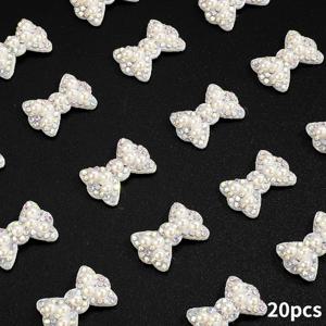 20개 16x25mm 웨딩 액세서리 화이트 타이, DIY 의류 모자 헤드피스 헤어클립 장식용 구슬 액세서리 비즈 & 비즈 모음용