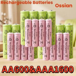 24개입 (AA 600mAh 12개 및 AAA 1600mAh 12개) 오시안, 대용량 1.2V AA AAA 충전식 니켈 메탈 하이드라이드 배터리 600mAh 1600mAh 범용 전원 공급 장치 (디지털 온도계, 어린이 전동 장난감, 휴대용 라디오, 도어 센서용)