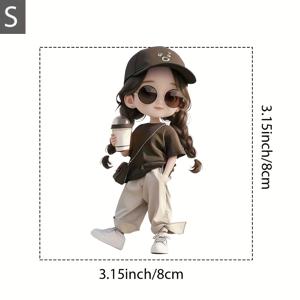 4개 트렌디 스트리트 스타일 커피 열전사 다리미 스티커, 캐주얼 웨어, 티셔츠, 가방 및 홈 데코레이션에 적합