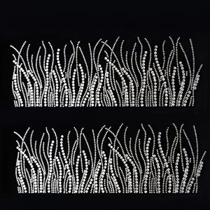 화이트 유리 스팽글 철제 클립 2장, 고온 압착 폴카 도트 패턴, 크기: 290x90x1.5mm, 의류 및 가방용 DIY 패브릭 장식에 적합