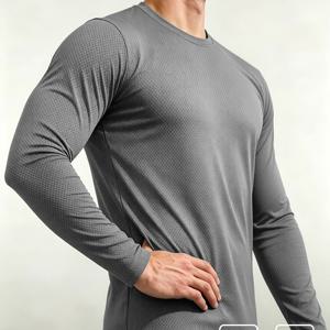 남성용 베이직 크루넥 티셔츠, 슬림핏, 신축성 있고 통기성 좋은 긴팔 티셔츠, 부드럽고 편안한 남성용 티셔츠, 일상복, 피트니스, 스포츠 및 레저용, 다양한 색상 선택 가능
