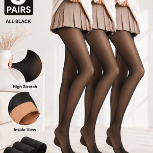 3켤레 여성용 시어 일루전 심미적 실링 타이츠, 가을 양말, 겨울용 가벼운 보온 레깅스, 봄용 얇은 인조 시어 탄성 타이츠, 슬림하고 편안한 원피스 실링 스타킹, 드레스, 스커트 및 캐주얼 웨어에 적합