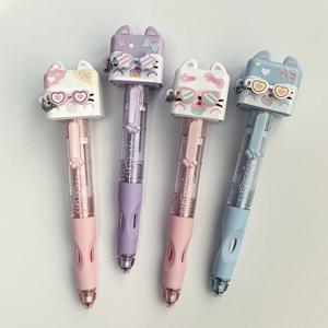 패션 안경 고양이 젤펜 4개 세트 0.5mm 검정색 펜 자석 패션 안경 디자인 고양이 발바닥 펜 클립 창의적인 필기구 사무용품