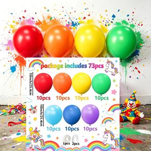73개, 테마 풍선 파티 장식 키트 (7가지 색상의 라텍스 풍선 포함), 크리스마스, 할로윈 생일 파티, 피크닉, 휴일 행사 장식, 결혼식, 졸업식, 상점 장식에 적합