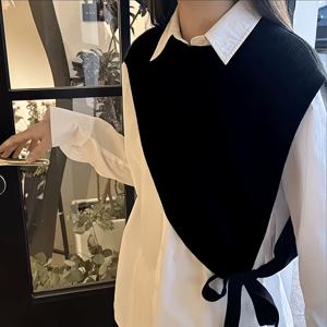 숄 크로스보더 삼각 스카프, 다용도 패션 크로스 숄더 디자인 캐주얼 트렌디 조끼, 태슬 장식, 개성 스타일