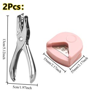 2개 세트: 원형 모서리 커터 1개 및 구멍 펀칭기 1개, 카드, 사진용 원형 커터 버튼 제작기 - 수공예, 사무실 및 스크랩북 도구, 종이 펀칭, 카드 펀칭, 사무용품, 수동 금속 펀칭 도구에 적합