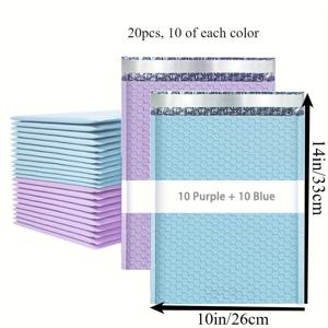 20개입 버블 메일러, 10X14인치/26X33cm 배송 버블 메일러, 버블 메일러, 남녀 공용 우편 봉투로 적합 (보라색 및 파란색)