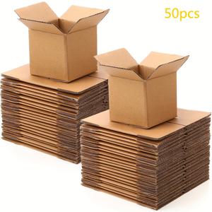 50개입 4x4x4인치 크리스마스 배송 박스, 소형 크래프트 종이 골판지 박스, 크리스마스 소규모 비즈니스, 우편 포장, 이사 보관용, 4x4x4 인치, 브라운, 소형 장식품, 컵, 소형 비누, 키체인 등 포장에 적합