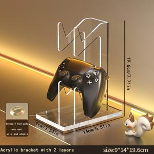 아크릴 게임 컨트롤러 스탠드 - 게임 컨트롤러 및 액세서리용 데스크탑 디스플레이 홀더, 휴대용 클램프 디자인으로 사무실 책상 정리