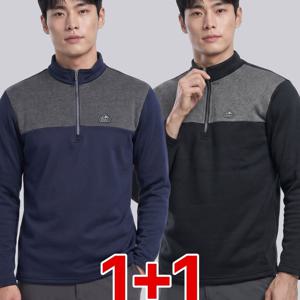 [1+1] 2장세트! 남성 고밀도 기모 목까지 따뜻한 겨울 집업 티셔츠 데일리무드(SY2OP3LT081M)
