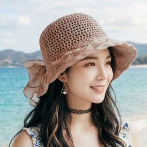 모아픽 리넨 리본 썬캡모자 패션모자 여름 바캉스 여행 자외선차단 모자