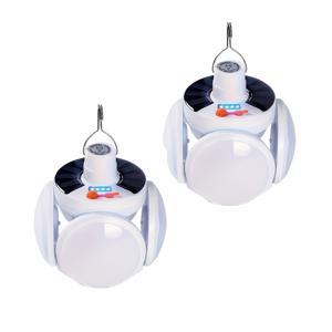 2개 휴대용 손잡이 랜턴 세트, 태양광/USB 충전식 LED 캠핑 라이트, 접이식 구형 램프, 밝은 LED 구형 텐트 전구 라이트 (후크 디자인 작업등)