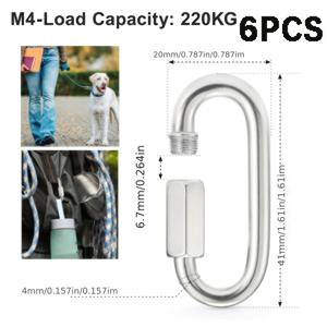 6개 세트 M4/M8 퀵 체인 링크, 220/690Kg 하중 지지, 스테인리스 스틸 체인 퀵 링크, 잠금 카라비너 연결 스레드, 체인 커넥터