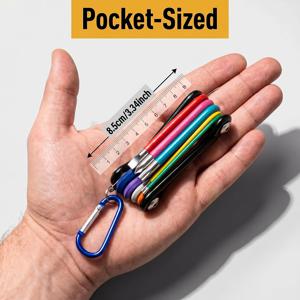 9-in-1 접이식 알렌 렌치 세트 - 다기능 육각 렌치, 나인인원 육각 키 세트, 휴대용 다기능 수리 공구 키트, 알루미늄 스냅 링 포함, 자전거 조정, 소형 가구 조립, 야외 비상용으로 적합