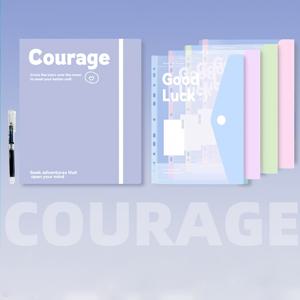 6개 (1개 플립 폴더, 4개 A4 바인더 포켓 (색상 랜덤)), PP 폴더 봉투, 검정색 볼펜 1개, 루스리프 바인더 파일 가방, 11홀 폴더, 데스크탑 파일 정리함, 4색 3D 투명 파일 가방, 세로 레코드 라벨 포함