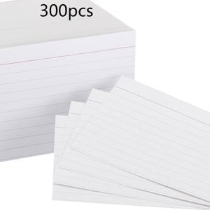 300개 흰색 인덱스 카드 3X5, 노트 카드 대량, 줄이 있는 플래시 카드 (학습용), 3 X 5 인덱스 카드, 줄이 있는 노트 카드 대량 팩, 학교용 줄이 있는 인덱스 카드 플래시 카드, 3X5 큐 카드