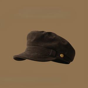 레트로 플리스 여성용 팔각형 모자, 가을 겨울 올매치 성격 뉴스보이 캡, 플랫 탑 덕빌 캡, 영국 스타일 페인터 모자