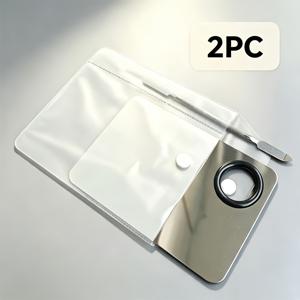 2개 팔레트 믹싱 스틱 세트, 메탈 소재, 더 튼튼함, 가방 보관, 휴대용, 메이크업 팔레트, 메이크업 , 립스틱 메이크업, 뷰티 파운데이션 믹싱 팔레트, 블랙헤드 삽, 모공 클렌징 도구, 파운데이션 삽