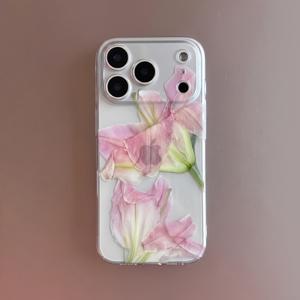 아름다운 백합꽃 플로럴 패턴 투명 질감 휴대폰 케이스, 아이폰 17 16 15 14 13 12 11 Pro XS XR XSMAX Plus Air Pro용, 부드러운 투명 후면 커버, 인기 있는 생일 선물, 사업 선물, 내구성, 얼룩 방지, 지문 방지, 남녀공용 신상품 휴대폰 케이스 ~ 고투명도 소재 - 투명 - 백합꽃 2255GZ