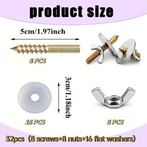 새장 부속품 32개 세트 - 내구성 있는 금속 나사, M6X50mm, 횃대 선반 및 나무집에 적합 - 비전동식, 안정성 및 장식 강화, 철조림장, 애완용 새장 사료통 스탠드 횃대 부속품 하드웨어, 배터리 미포함