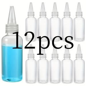 12개 세트, 60ml 스퀴즈형 니들 병, 접착제 플라스틱 병, 디스펜싱, 페인팅 병, 에센셜 오일 바이알, 빈 바이알에 적합
