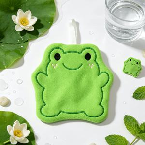 귀여운 개구리 손수건, 주방, 욕실, 싱크대 벽에 걸어 사용하기 좋은 초흡수성 속건 두꺼운 플러시 소형 수건