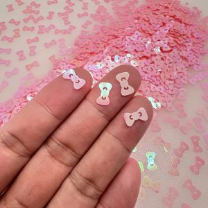 25G 몽환적인 핑크 리본 모양 스팽글, 무지갯빛 반짝임, 레이저 컷 야광 글리터, 밸런타인데이, 결혼식, 생일, DIY, 파티, 네일 아트, 공예, 신학기, 할로윈 & 부활절용