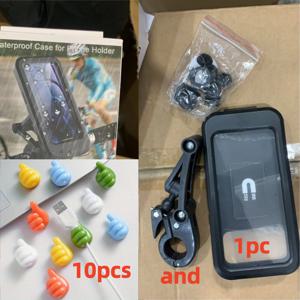 자석 ABS 휴대폰 거치대 1개, 엄지 후크 10개 및 방수 스크린 커버 포함 - 자전거, , 바이크, ATV에 적합한 망원경식 조절 가능, 스마트폰 홀더용 자석 브라켓, 습한 조건용 내비게이션 시스템