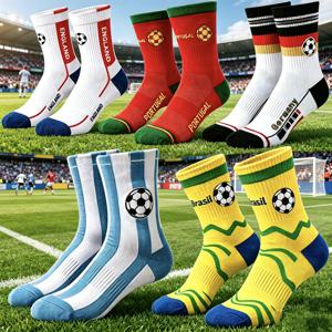 축구팀 팬 양말 1/3/5켤레, 국가대표축구경기 양말, 스포츠 양말, 축구 테마 양말, 축구 액세서리