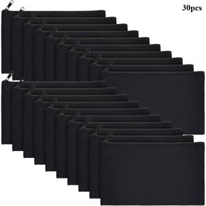 30개입 지퍼 파우치 대량 무지 공예 가방 메이크업 가방 다용도 파우치 세면도구 토트백 메이크업 여행 화장품 문구품 보관 (블랙)