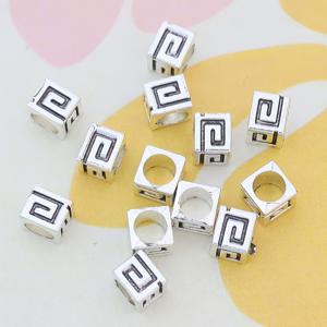 50개 빈티지 실버 큐브 스페이서 비즈, 클리어 로프 조각의 아연 합금 소재, 큰 구멍 사각형 메탈 비즈, 내구성 좋은 장식 스페이서, 핸드메이드 주얼리 제작 재료, 목걸이, 팔찌 및 기타 비즈 추가에 적합