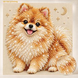 DIY 진주 아트 페인팅 키트, DIY 포메라니안 강아지 진주 아트 공예, 성인용 스트레스 해소 수공예 벽걸이 예술, 반짝이는 보석 재료 풀 세트 포함, 프레임리스 홈 데코 페인팅, 할로윈 & 크리스마스 선물