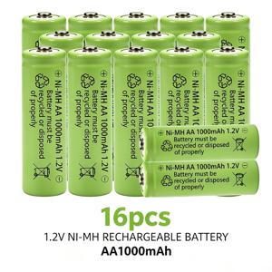16/24개 AA 충전식 배터리, 1000mAh NiMH, 1.2V. LED 조명, 장난감, MP3 플레이어, 카메라, 손전등, 전기 면도기, CD 플레이어, 무선 마우스 및 키보드에 적합합니다